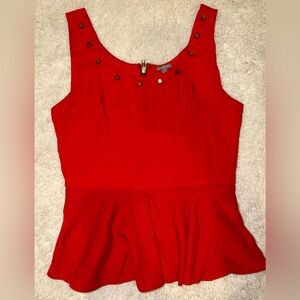 Red Charlotte Russe Peplum Sleeveless top